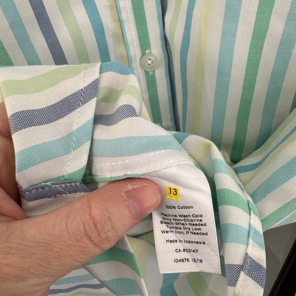 Talbots Plus Size 1x Striped Button Up Shirt 100%… - image 5